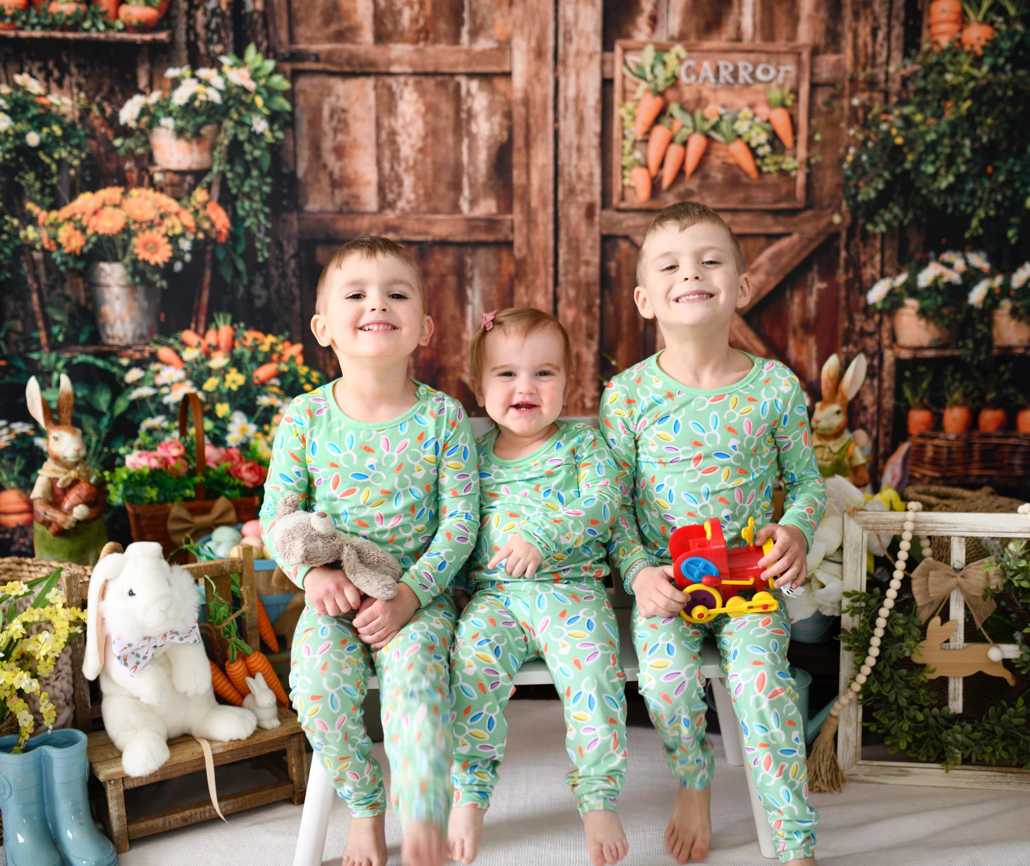 Kate Pâques Carotte Lapin Brun Porte en bois Toile de fond conçue par Emetselch - Kate Backdrop FR