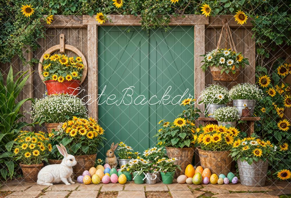 Kate Pâques Œufs Lapin Tournesol Porte Toile de fond conçue par Emetselch