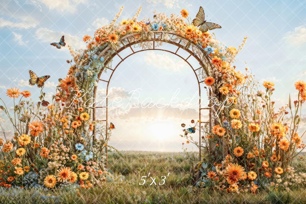 Kate Printemps Prairie Fleur Papillon Porte en arc Toile de fond conçue par Emetselch - Kate Backdrop FR