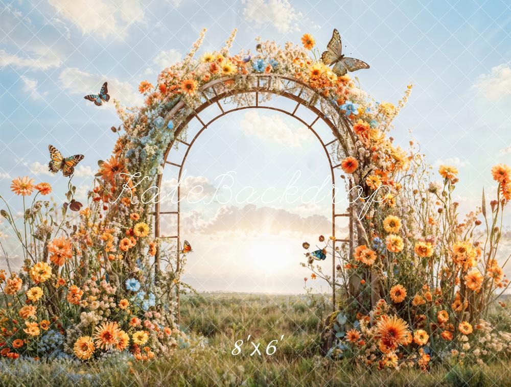 Kate Printemps Prairie Fleur Papillon Porte en arc Toile de fond conçue par Emetselch - Kate Backdrop FR