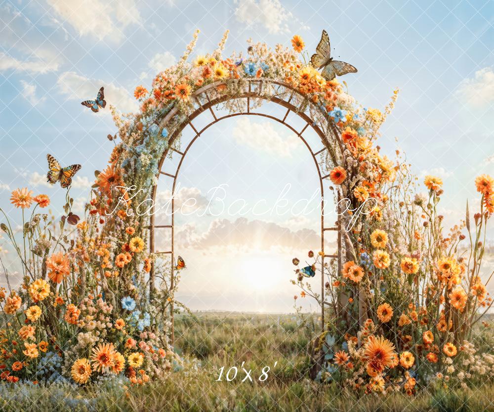 Kate Printemps Prairie Fleur Papillon Porte en arc Toile de fond conçue par Emetselch - Kate Backdrop FR