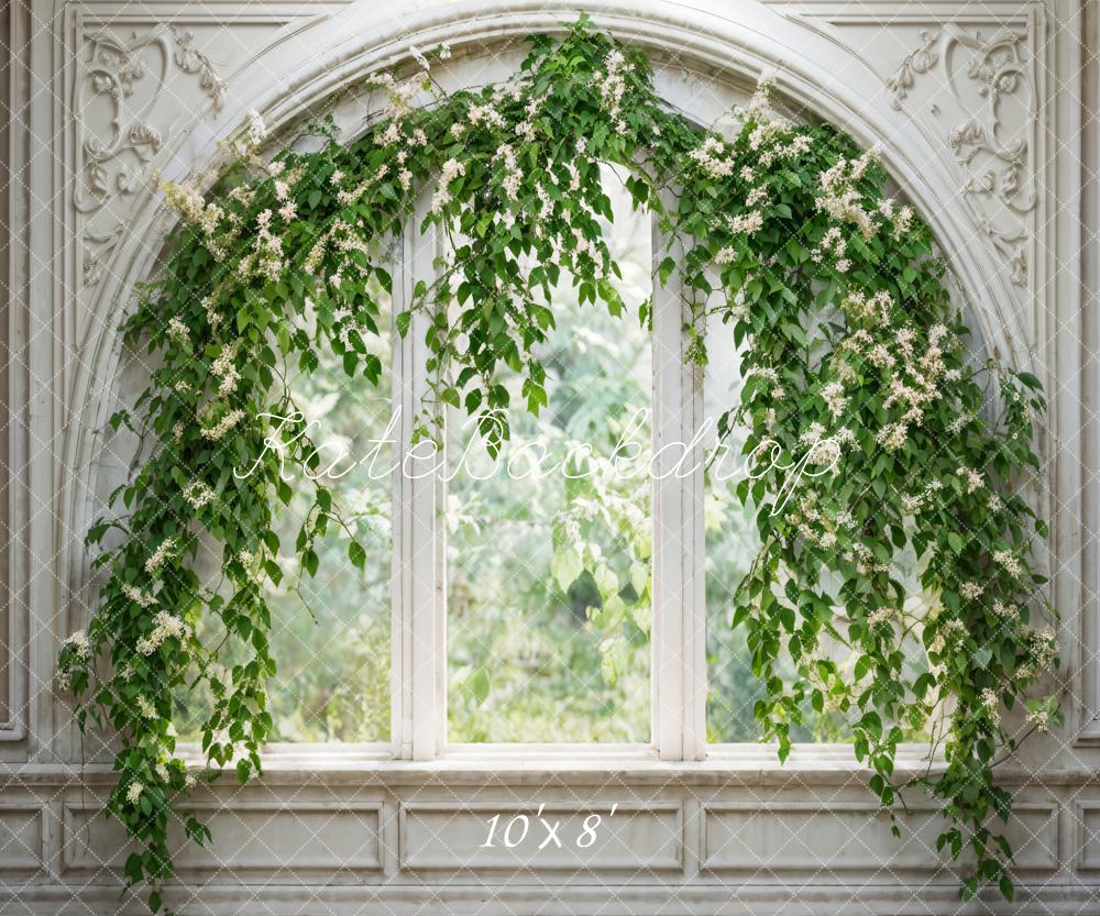 Kate Printemps Plante verte Vintage Fenêtre en arc Toile de fond conçue par Emetselch - Kate Backdrop FR