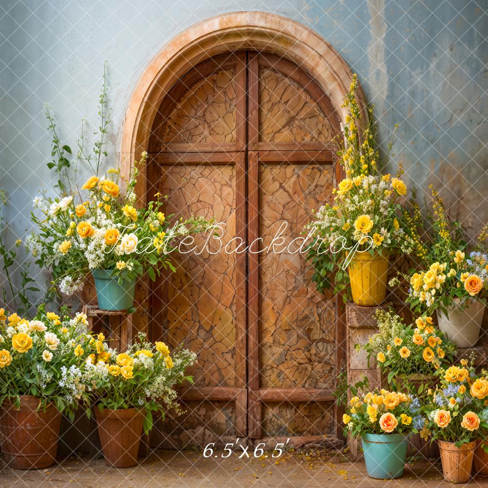 Kate Printemps Fleurs jaunes Vieille Porte Toile de fond conçue par Emetselch - Kate Backdrop FR