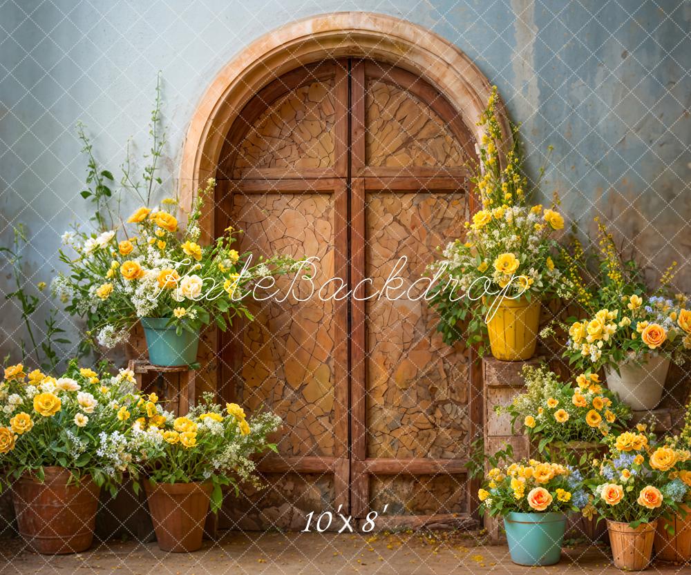 Kate Printemps Fleurs jaunes Vieille Porte Toile de fond conçue par Emetselch - Kate Backdrop FR