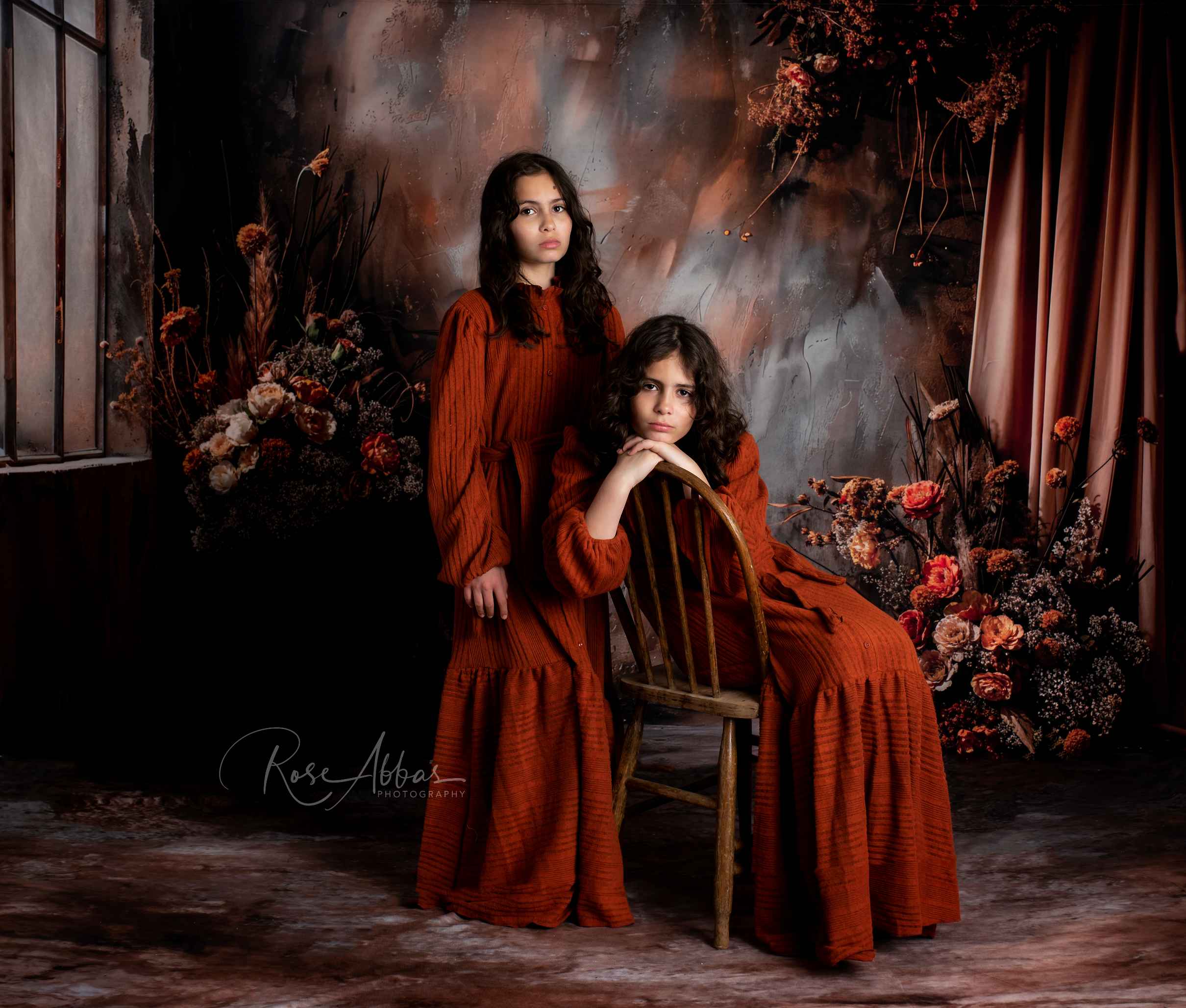 Kate Bohème Abstrait Fleur séchée Rideau Toile de fond+Abstrait Marron Dégradé Texture Sol Toile de fond - Kate Backdrop FR