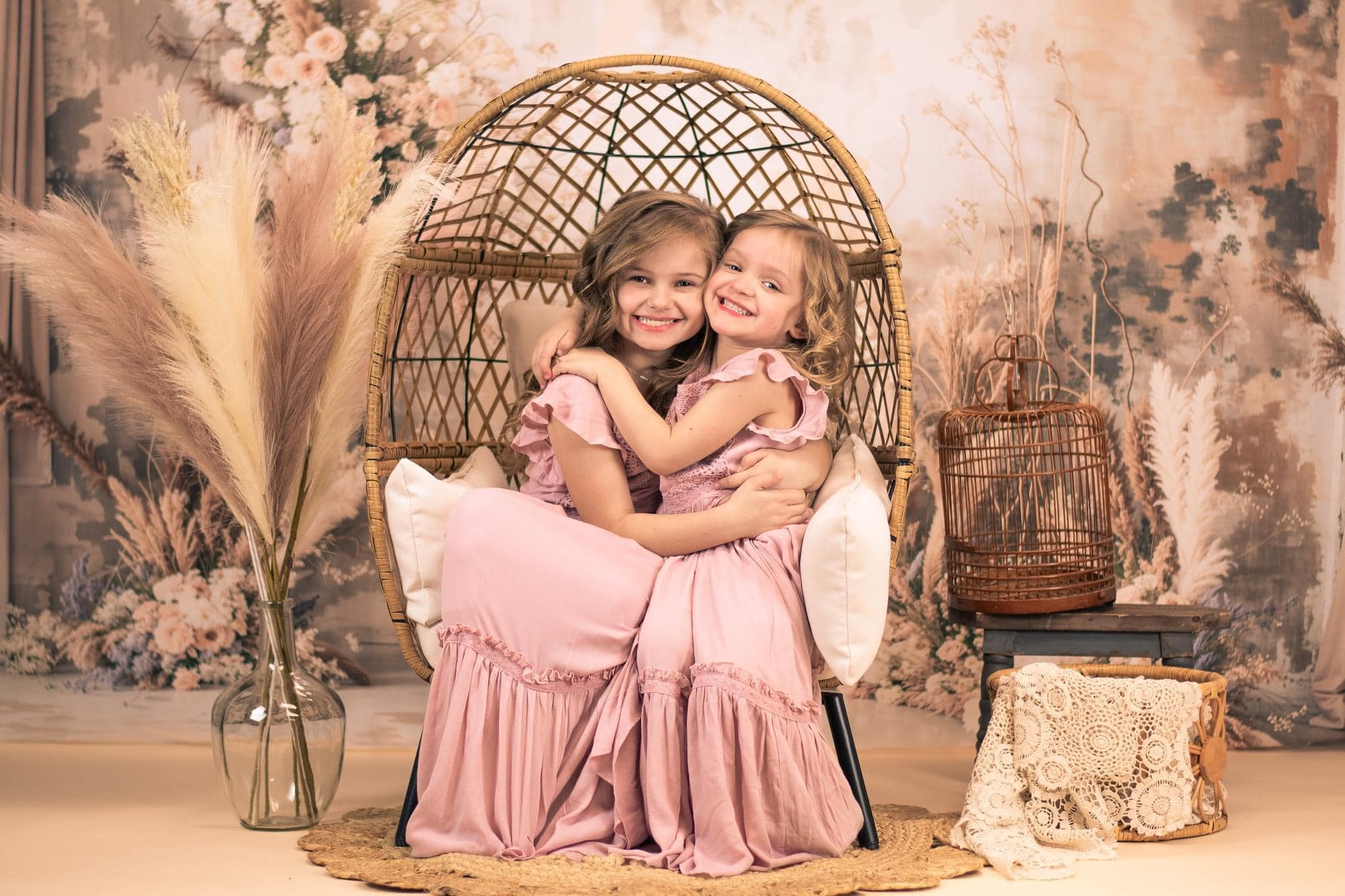 Kate Bohème Art abstrait Fleur Roseau Gris clair Toile de fond conçue par Emetselch - Kate Backdrop FR