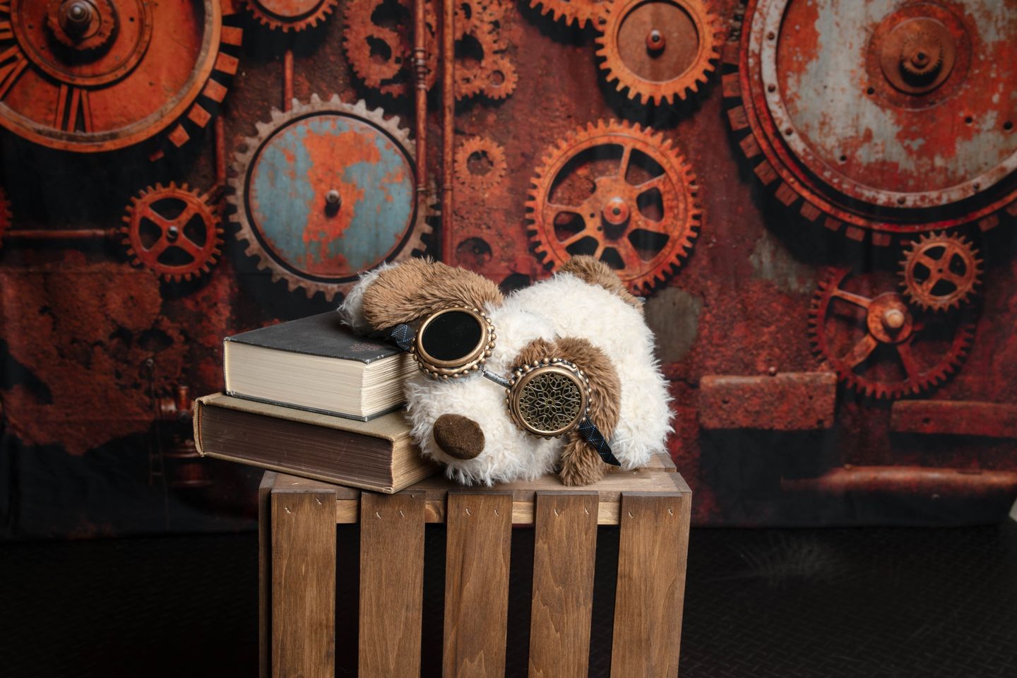 Kate Steampunk Fer rouillé Engrenages Marron foncé Toile de fond conçue par Emetselch - Kate Backdrop FR