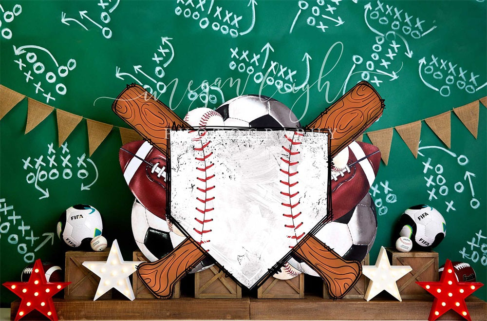 Kate Sport Parc Baseball Toile de fond conçue par Megan Leigh - Kate Backdrop FR