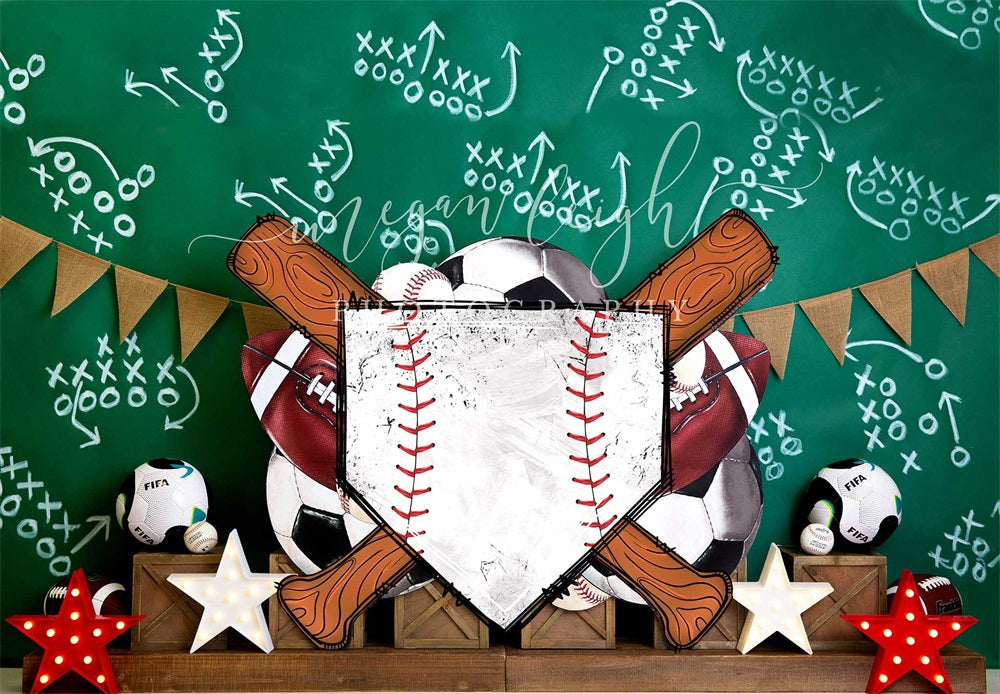 Kate Sport Parc Baseball Toile de fond conçue par Megan Leigh - Kate Backdrop FR