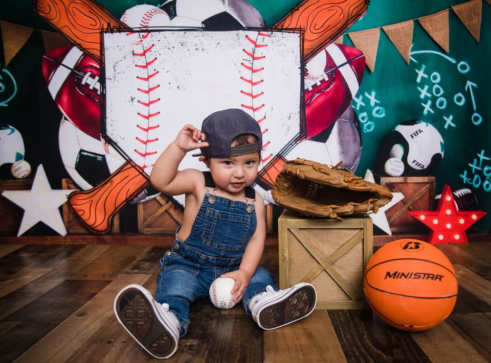 Kate Sport Parc Baseball Toile de fond conçue par Megan Leigh - Kate Backdrop FR