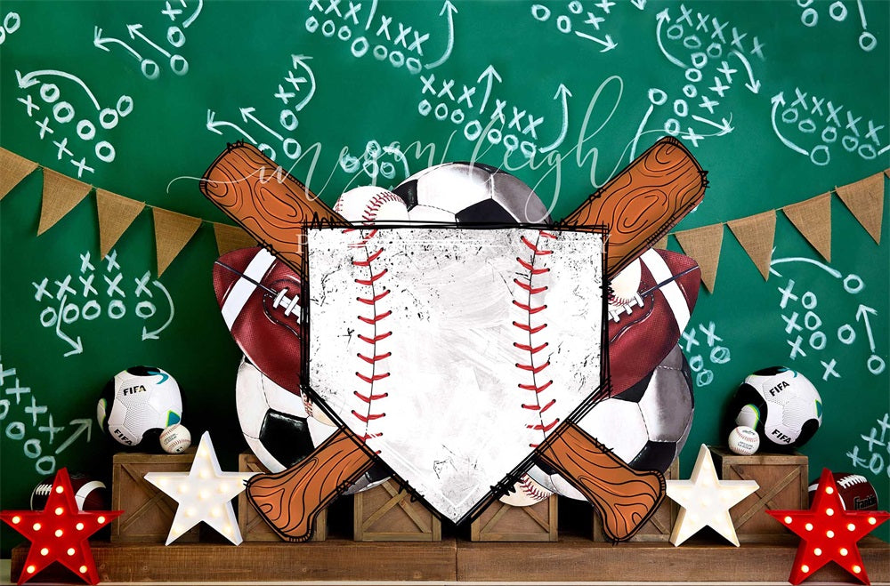 Kate Sport Parc Baseball Toile de fond conçue par Megan Leigh - Kate Backdrop FR
