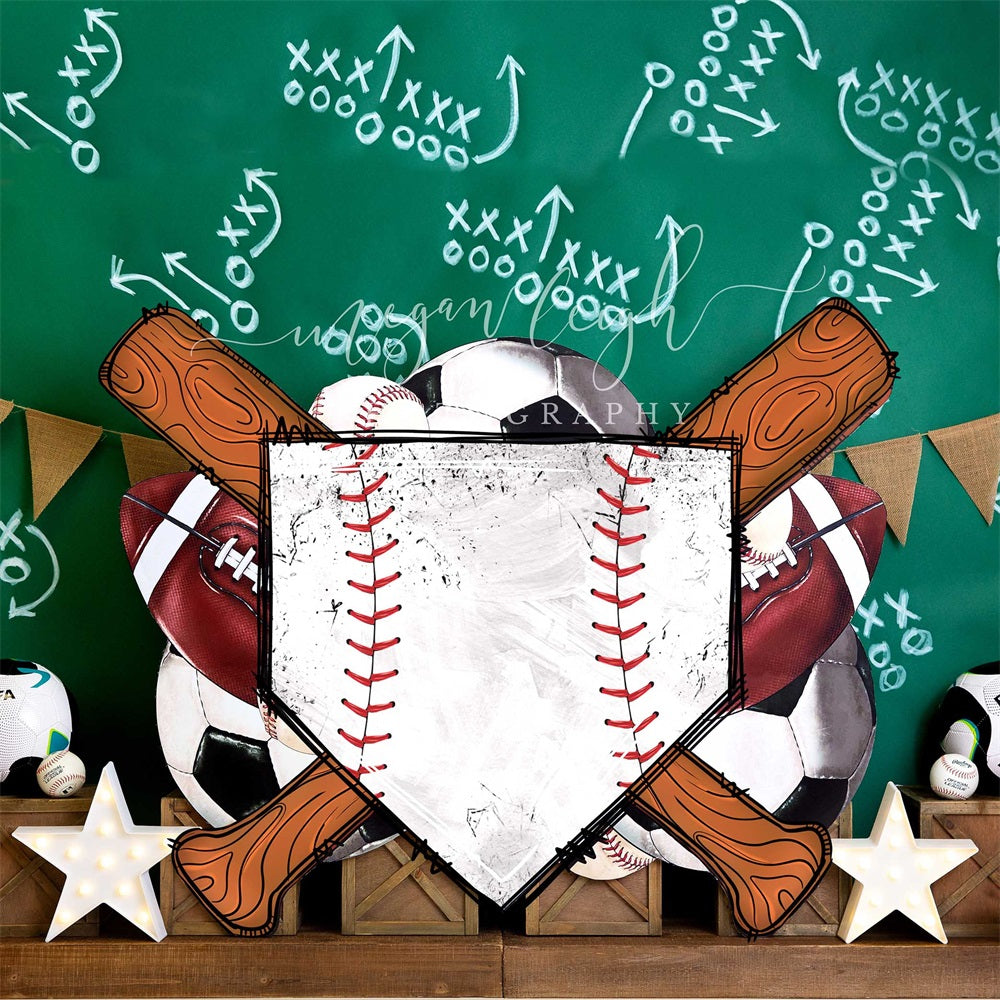 Kate Sport Parc Baseball Toile de fond conçue par Megan Leigh - Kate Backdrop FR