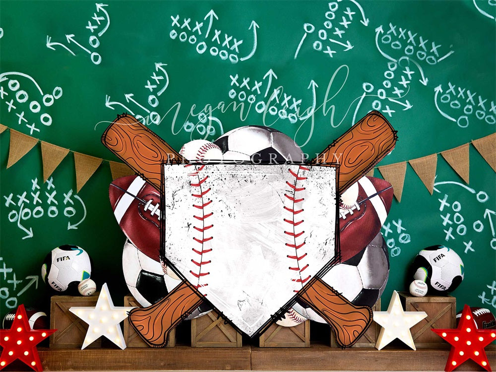 Kate Sport Parc Baseball Toile de fond conçue par Megan Leigh - Kate Backdrop FR