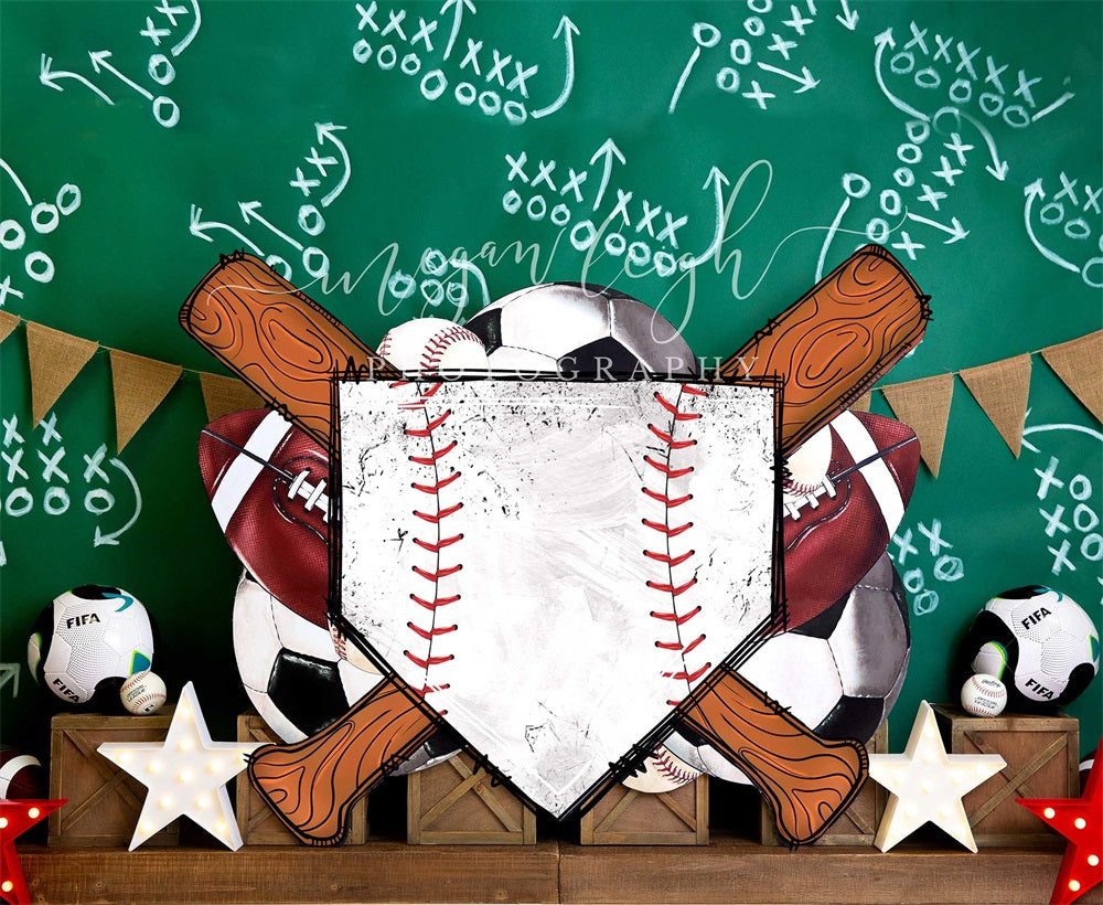 Kate Sport Parc Baseball Toile de fond conçue par Megan Leigh - Kate Backdrop FR