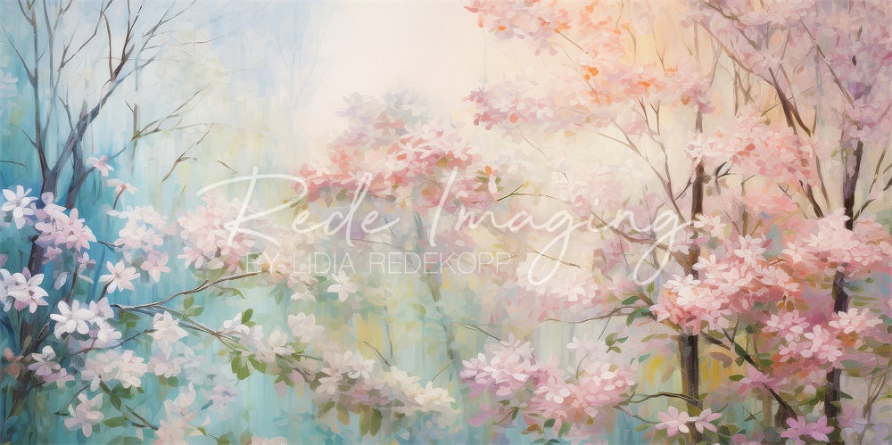 Kate Doux Printemps Fleurs Rose et Bleu Toile de fond conçue par Lidia Redekopp - Kate Backdrop FR