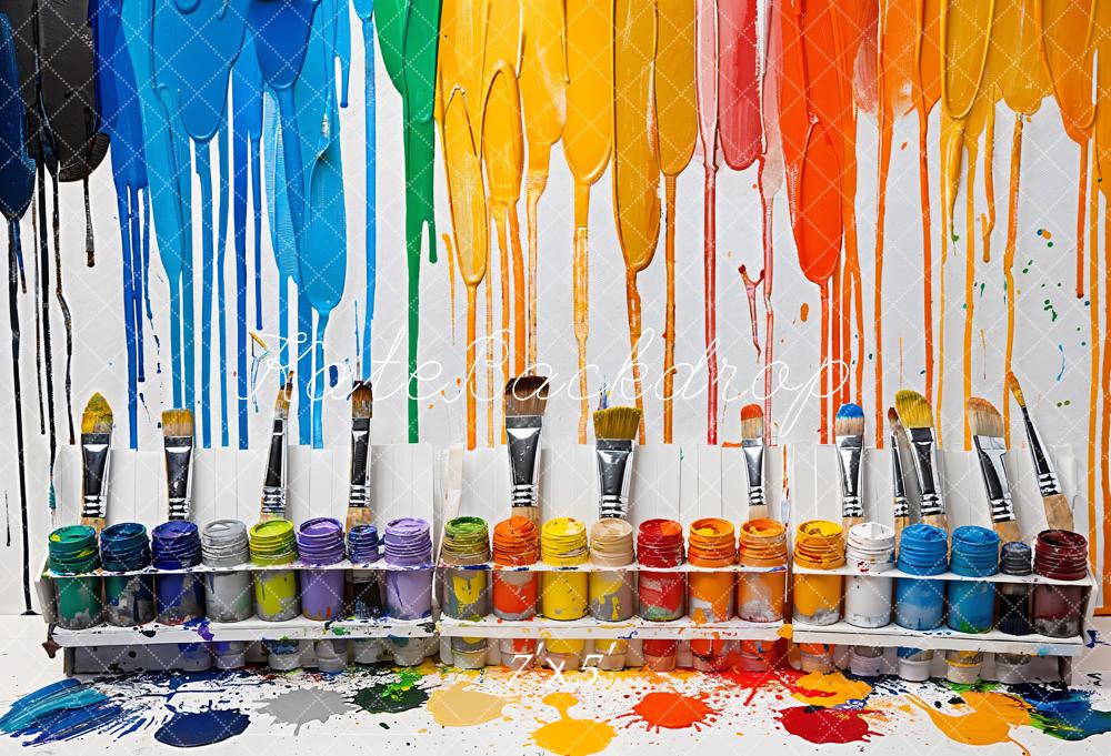 Kate Retour à l'école Aquarelle Outils Coloré Peinture Toile de fond conçue par Emetselch