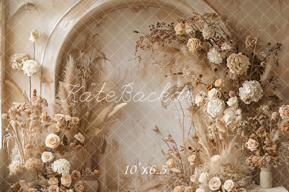 Kate Bohème Beige Floral Mur en arc Toile de fond conçue par Emetselch - Kate Backdrop FR