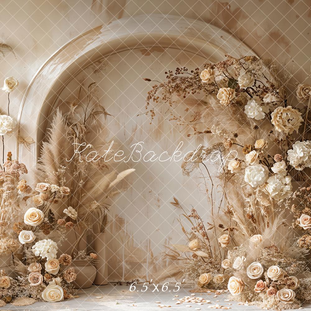Kate Bohème Beige Floral Mur en arc Toile de fond conçue par Emetselch - Kate Backdrop FR