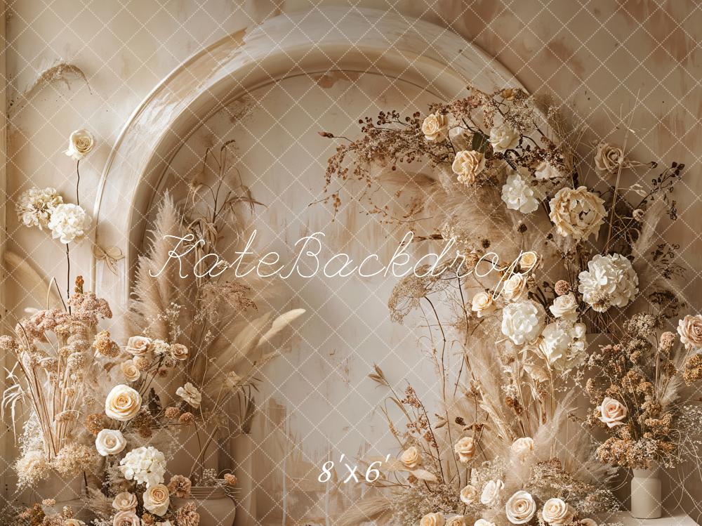 Kate Bohème Beige Floral Mur en arc Toile de fond conçue par Emetselch - Kate Backdrop FR