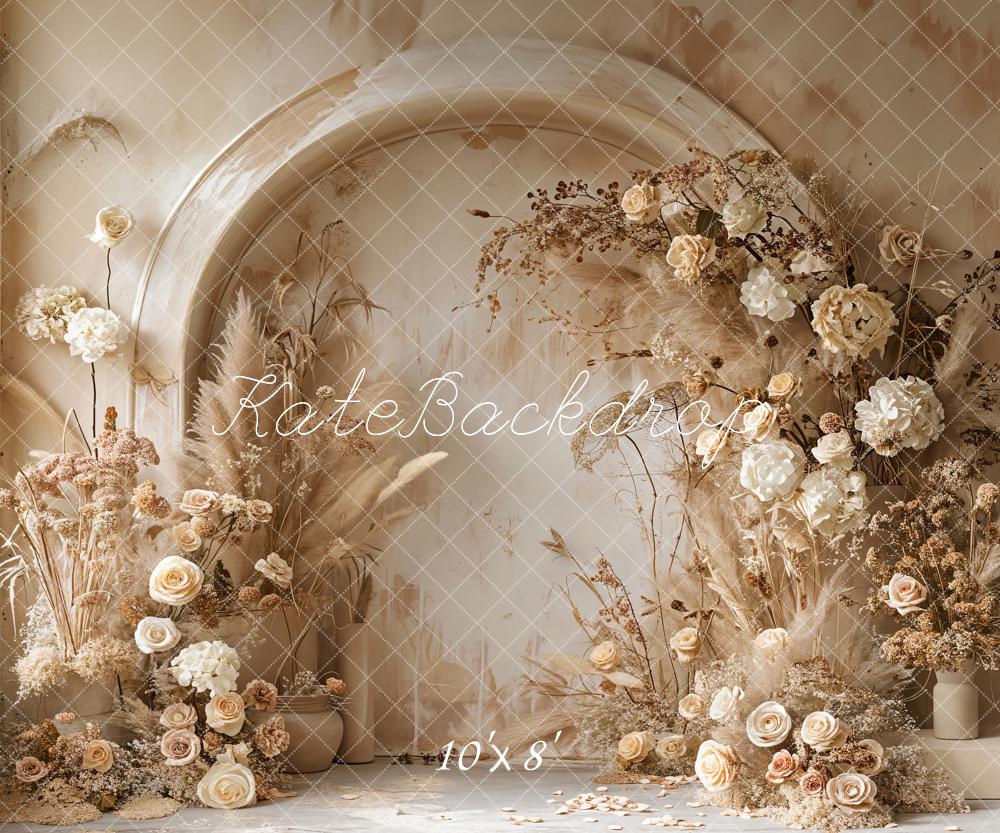 Kate Bohème Beige Floral Mur en arc Toile de fond conçue par Emetselch - Kate Backdrop FR