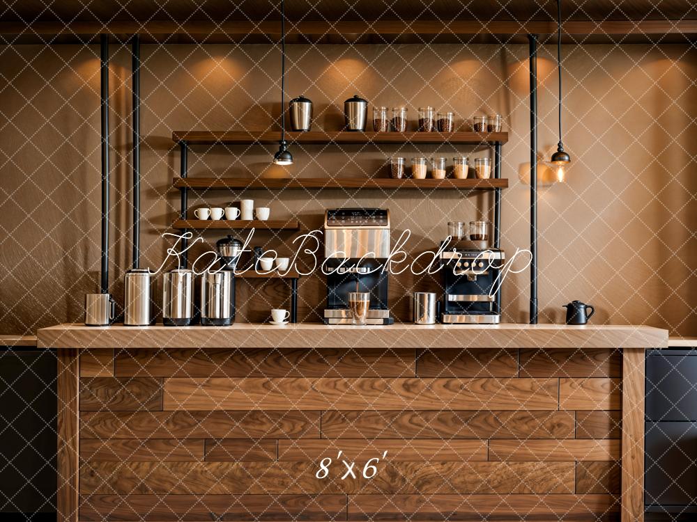 Kate Moderne Élégant Bois Brun Bar Comptoir Toile de fond conçue par Emetselch - Kate Backdrop FR