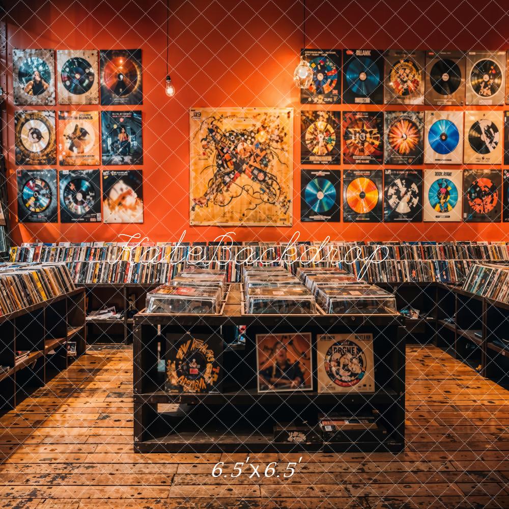 Kate Vintage Brun chaud Magasin de disques Toile de fond conçue par Emetselch - Kate Backdrop FR
