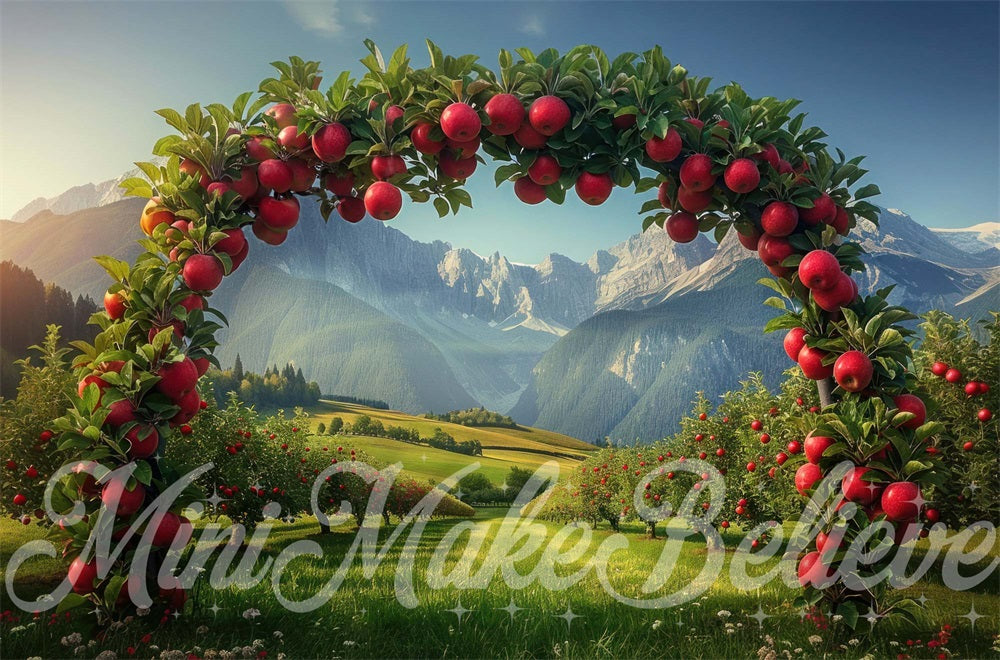 Kate Arche de pomme Automne Montagne Toile de fond conçue par Mini MakeBelieve - Kate Backdrop FR