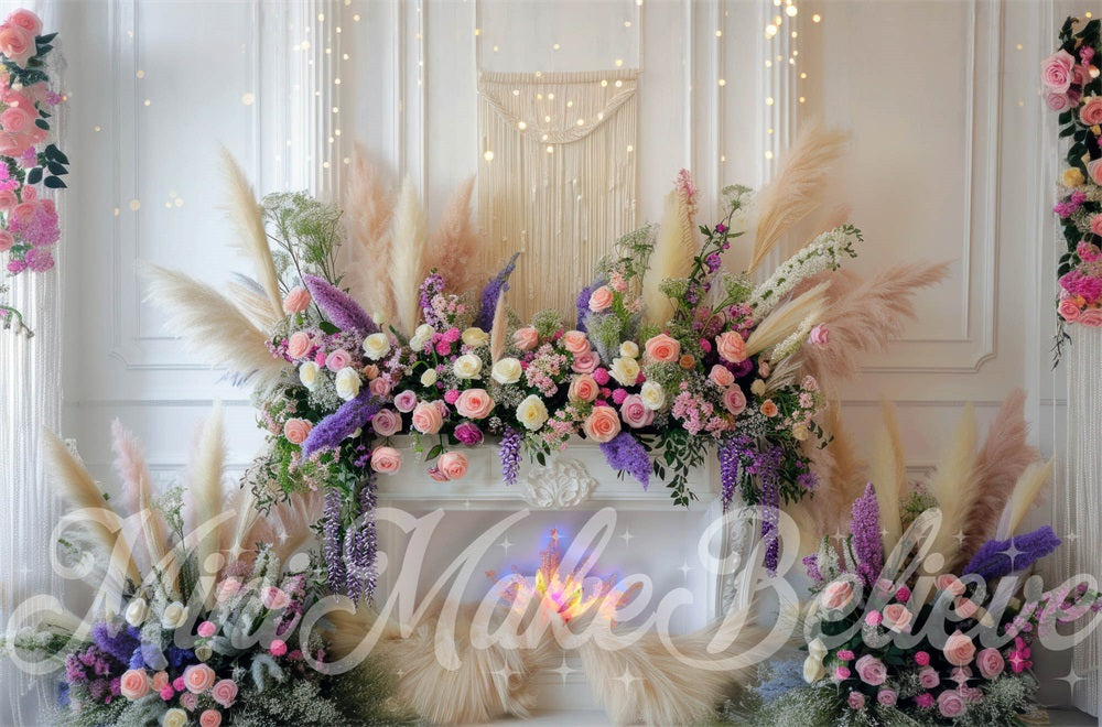 Kate Fête des mères Bohème Cheminée Printemps Toile de fond conçue par Mini MakeBelieve - Kate Backdrop FR