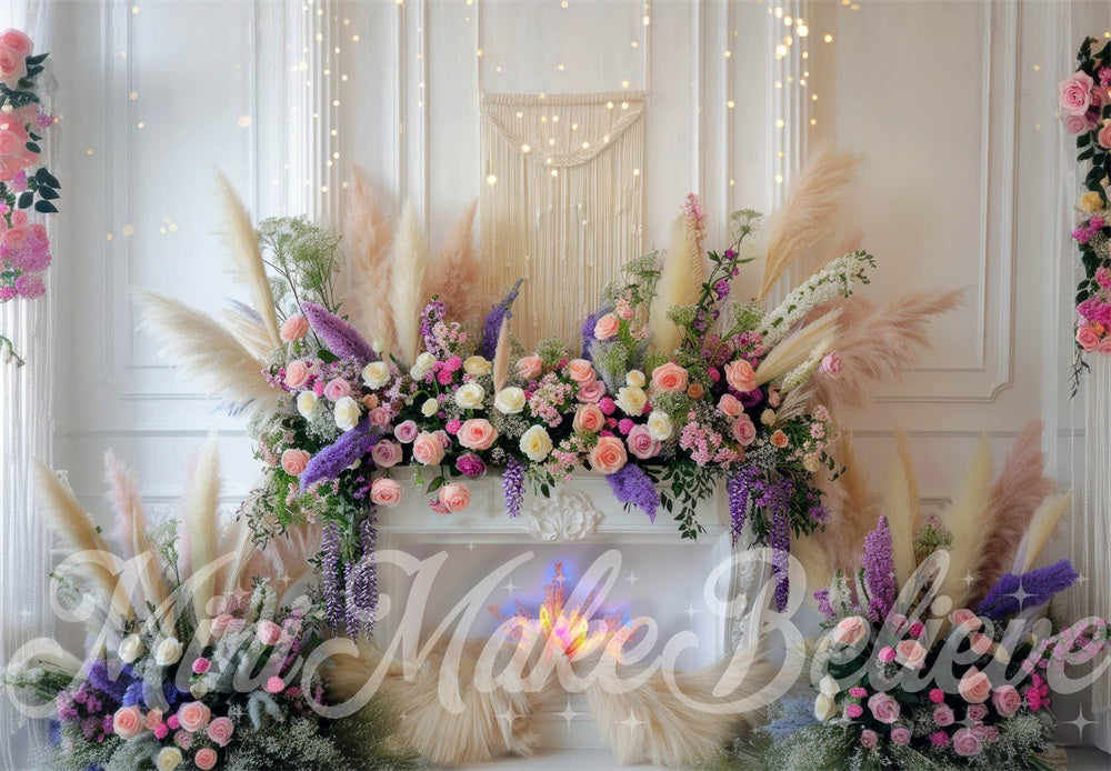 Kate Fête des mères Bohème Cheminée Printemps Toile de fond conçue par Mini MakeBelieve - Kate Backdrop FR