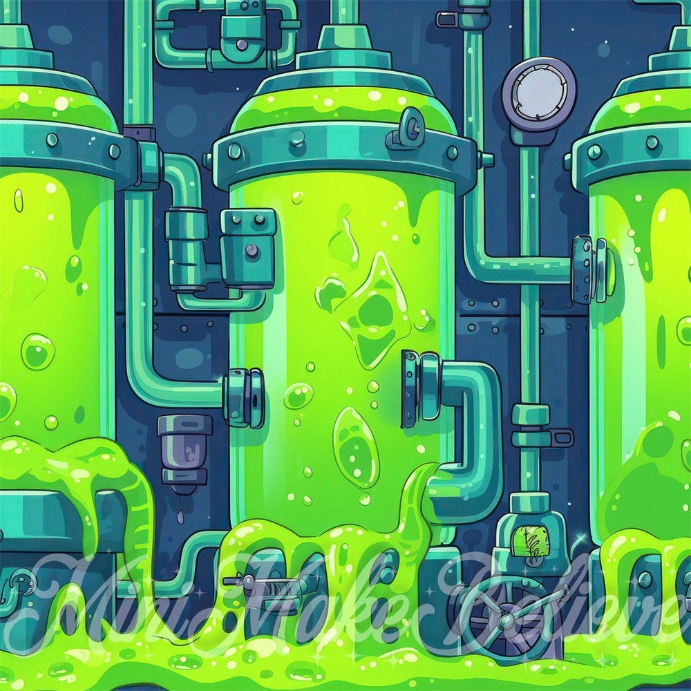 Kate Dessin animé Slime Vert Enfant Toile de fond conçue par Mini MakeBelieve - Kate Backdrop FR