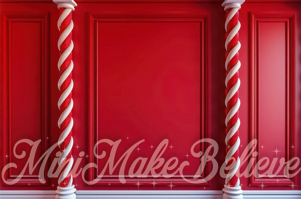 Kate Noël Rouge Canne à sucre Mur Toile de fond conçue par Mini MakeBelieve - Kate Backdrop FR