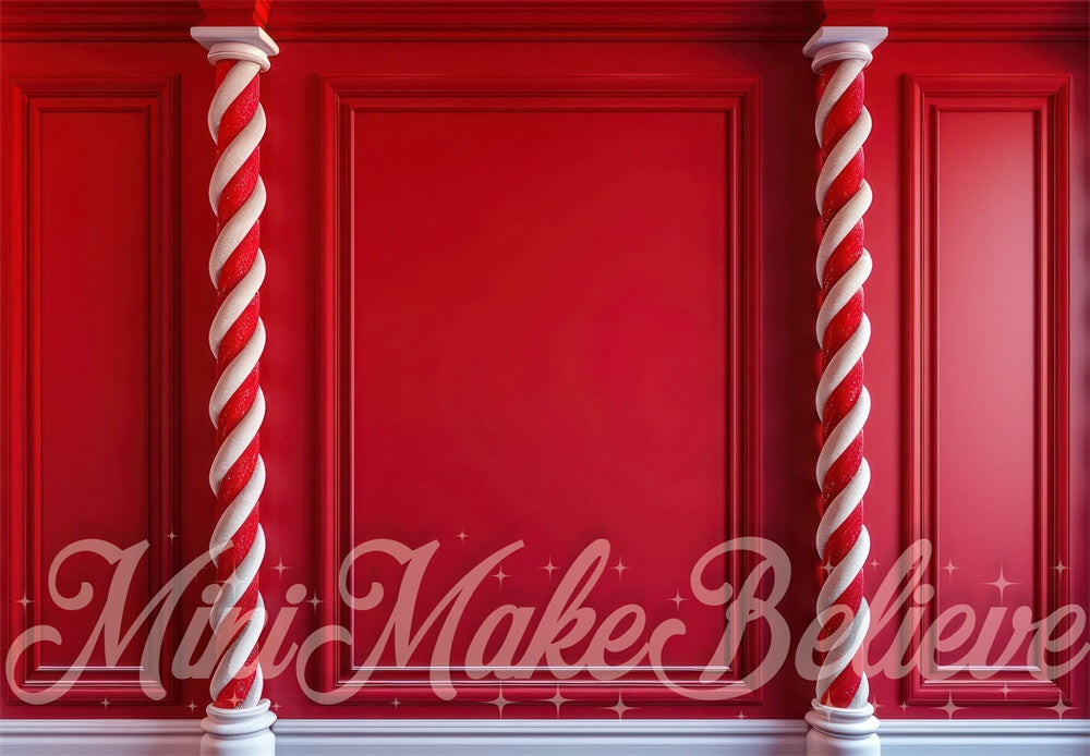 Kate Noël Rouge Canne à sucre Mur Toile de fond conçue par Mini MakeBelieve - Kate Backdrop FR