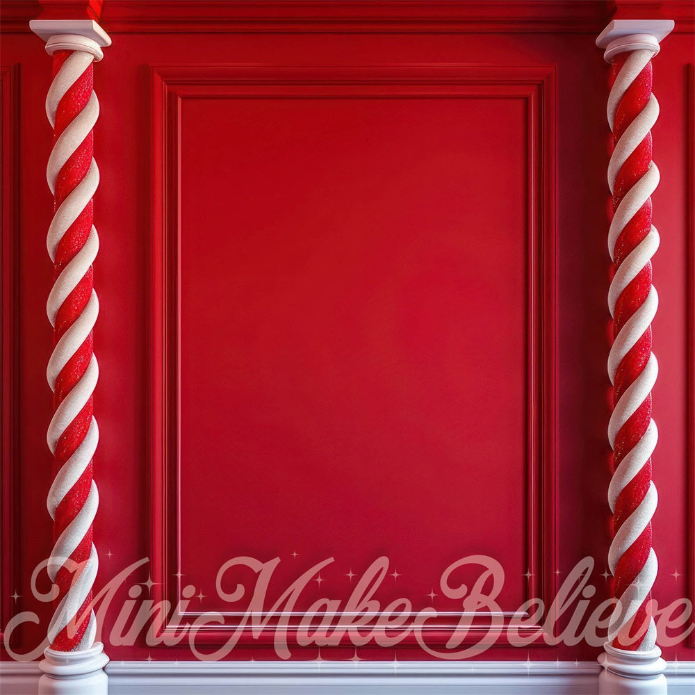 Kate Noël Rouge Canne à sucre Mur Toile de fond conçue par Mini MakeBelieve - Kate Backdrop FR