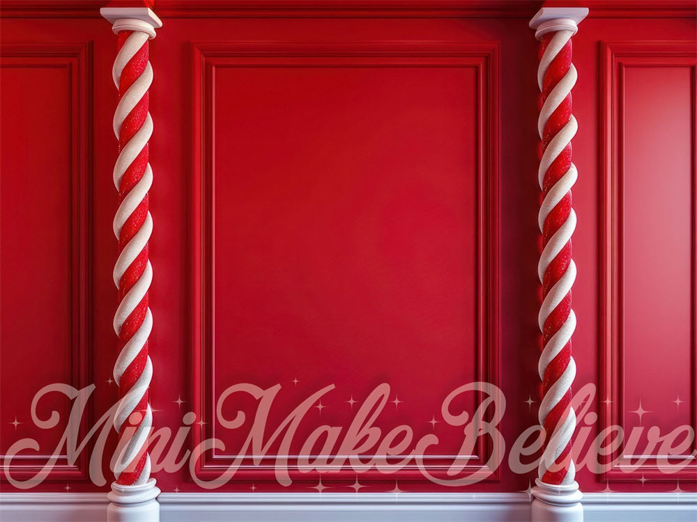 Kate Noël Rouge Canne à sucre Mur Toile de fond conçue par Mini MakeBelieve - Kate Backdrop FR