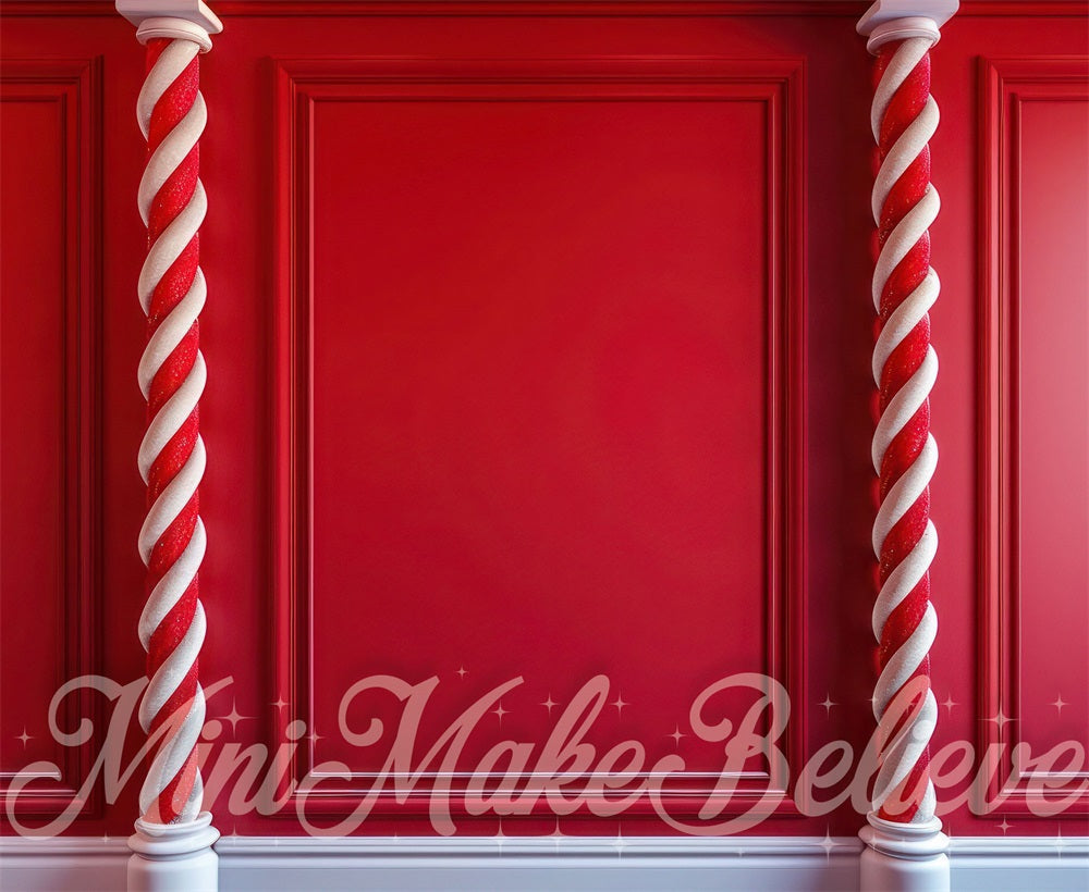 Kate Noël Rouge Canne à sucre Mur Toile de fond conçue par Mini MakeBelieve - Kate Backdrop FR