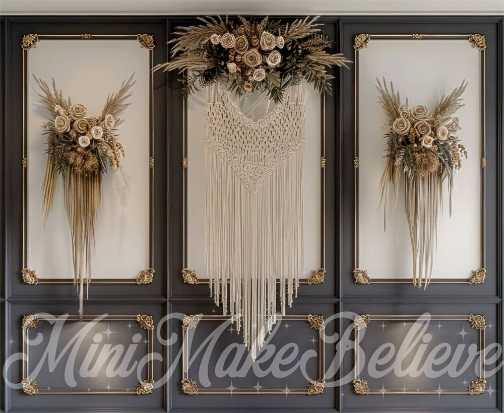 Kate Fête des mères Mur Sombre Macramé Boho Toile de fond conçue par Mini MakeBelieve - Kate Backdrop FR