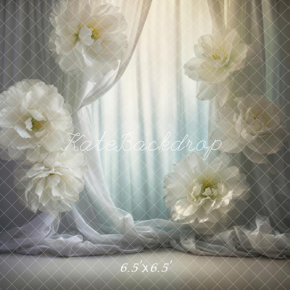 Kate Fleurs épanouies Blanc Rideau Fête des mères Toile de fond conçue par Emetselch - Kate Backdrop FR