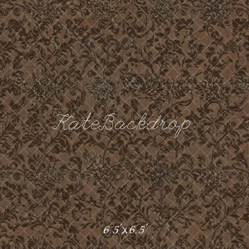 Kate Vintage Brun Classique Sol Floral Toile de fond conçue par Kate Image - Kate Backdrop FR
