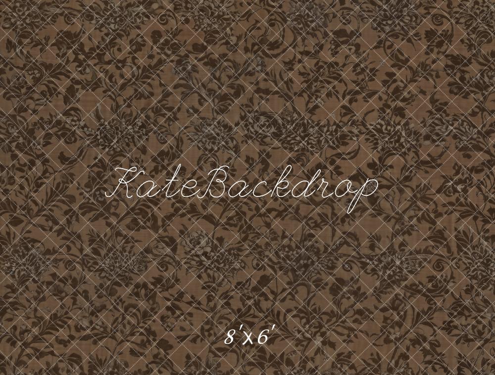Kate Vintage Brun Classique Sol Floral Toile de fond conçue par Kate Image - Kate Backdrop FR