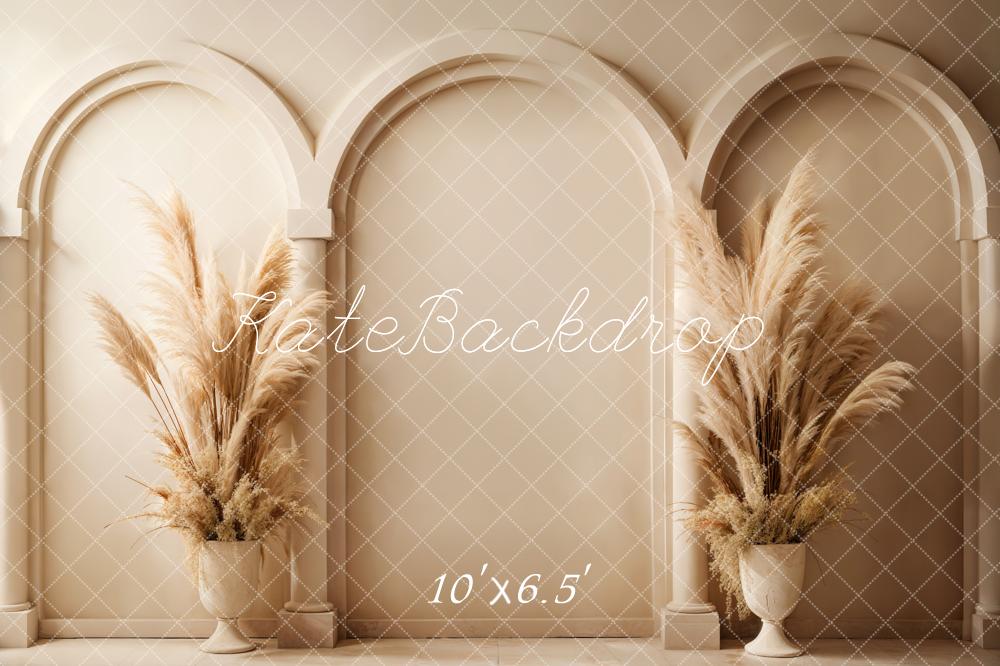 Kate Bohème Roseau Mur en arc Beige Toile de fond conçue par Emetselch - Kate Backdrop FR