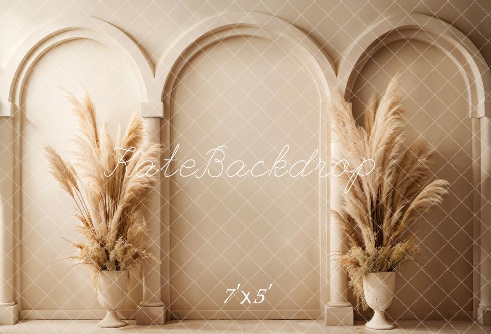 Kate Bohème Roseau Mur en arc Beige Toile de fond conçue par Emetselch - Kate Backdrop FR