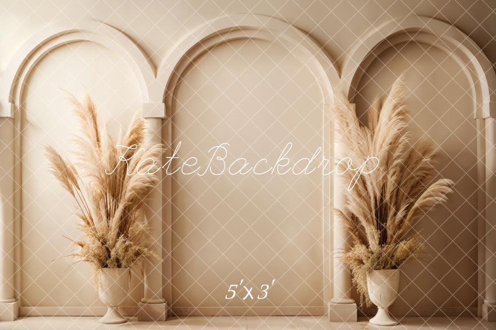 Kate Bohème Roseau Mur en arc Beige Toile de fond conçue par Emetselch - Kate Backdrop FR