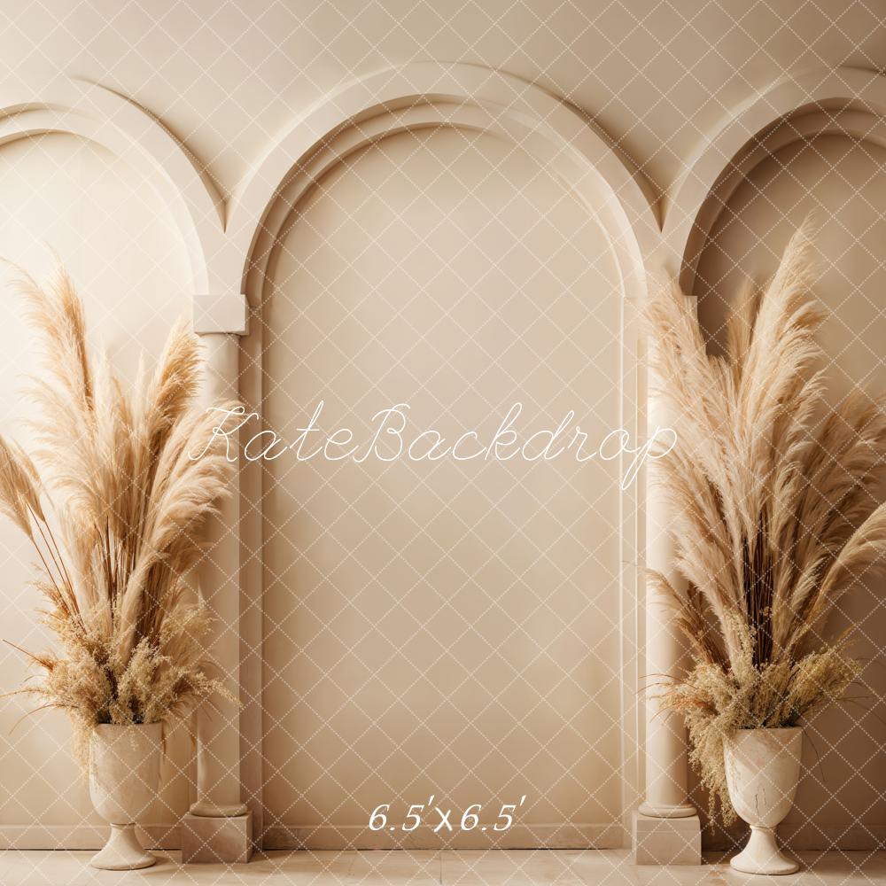 Kate Bohème Roseau Mur en arc Beige Toile de fond conçue par Emetselch - Kate Backdrop FR
