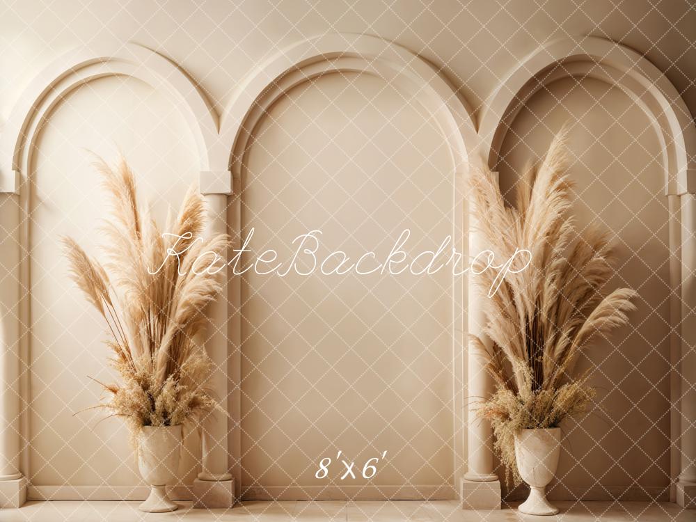 Kate Bohème Roseau Mur en arc Beige Toile de fond conçue par Emetselch - Kate Backdrop FR