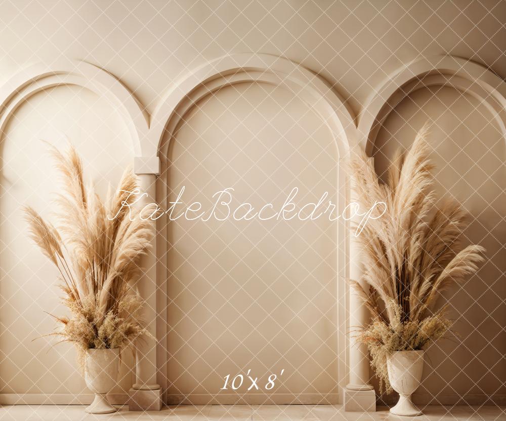 Kate Bohème Roseau Mur en arc Beige Toile de fond conçue par Emetselch - Kate Backdrop FR