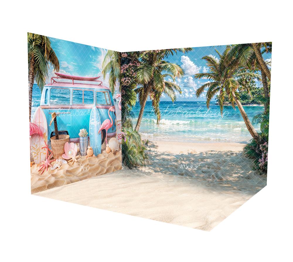 Kate Été Plage Flamant rose Van Mer Ensemble de chambre - Kate Backdrop FR