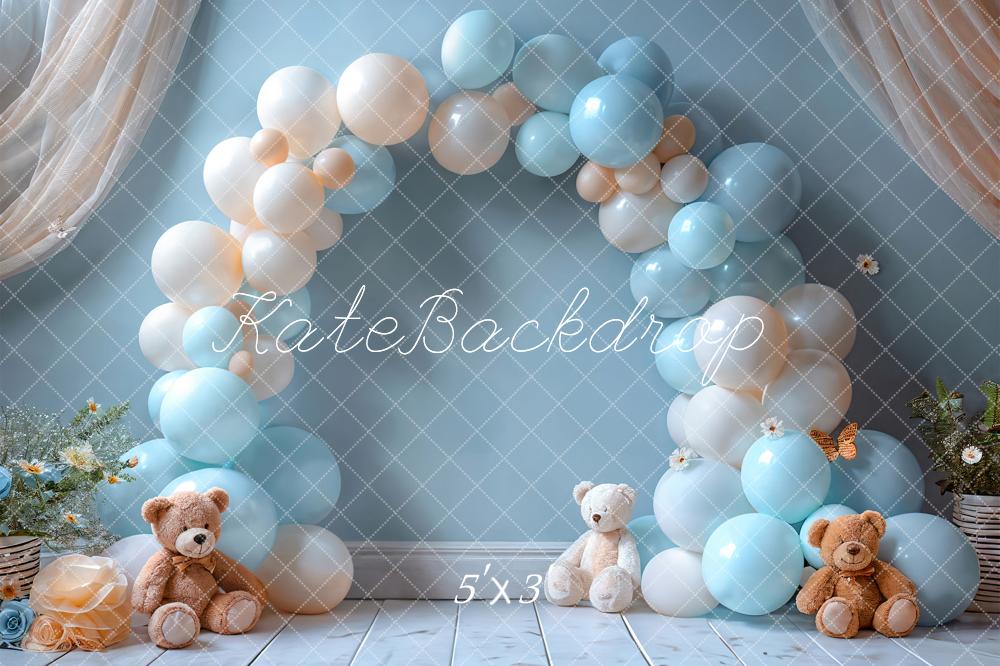 Kate Cake smash Arche de ballons Bleu Ours Toile de fond conçue par Emetselch - Kate Backdrop FR