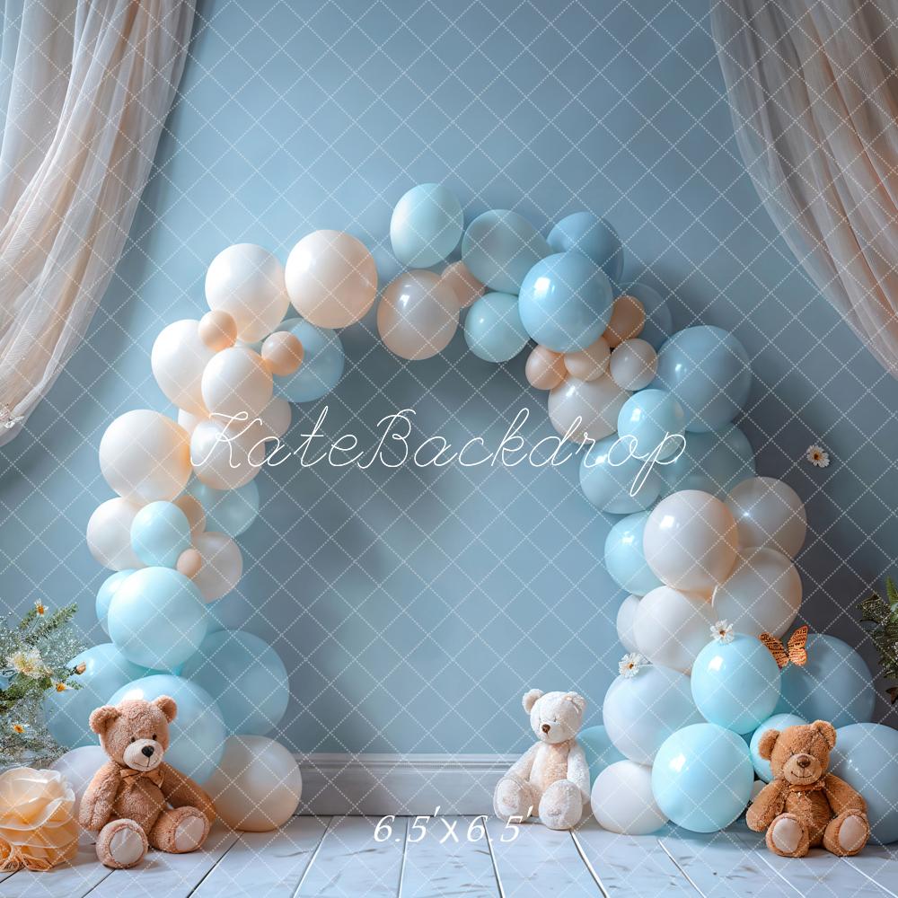 Kate Cake smash Arche de ballons Bleu Ours Toile de fond conçue par Emetselch - Kate Backdrop FR