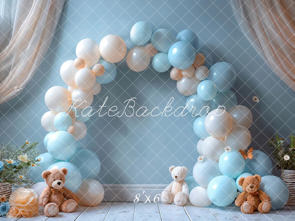 Kate Cake smash Arche de ballons Bleu Ours Toile de fond conçue par Emetselch - Kate Backdrop FR
