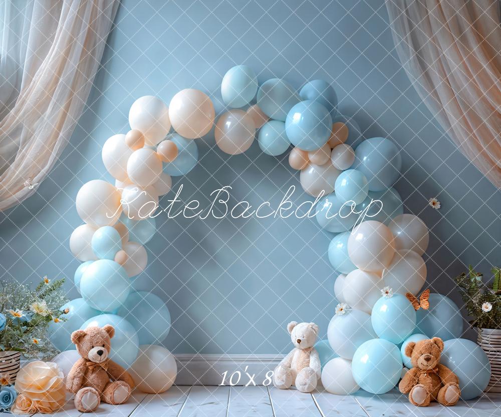 Kate Cake smash Arche de ballons Bleu Ours Toile de fond conçue par Emetselch - Kate Backdrop FR